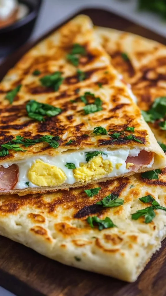 egg and cottage cheese flatbread