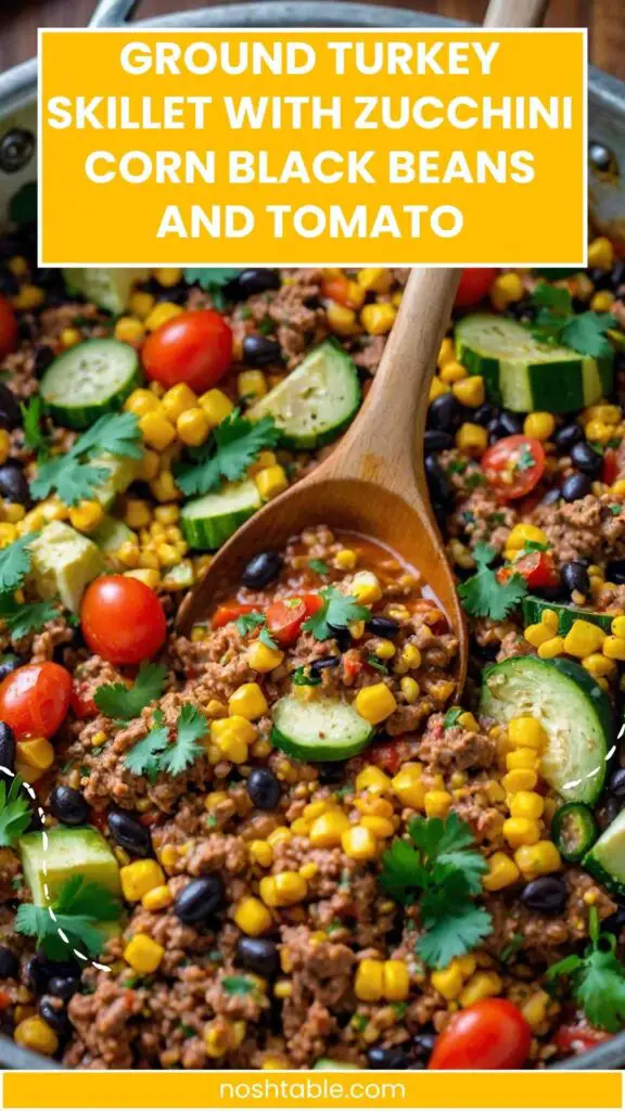 Ground Turkey Skillet With Zucchini Corn Black Beans and Tomato