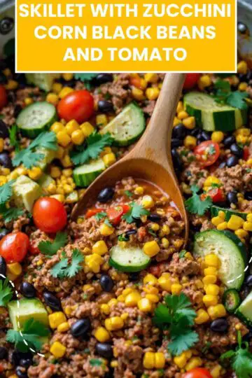 Ground Turkey Skillet With Zucchini Corn Black Beans and Tomato