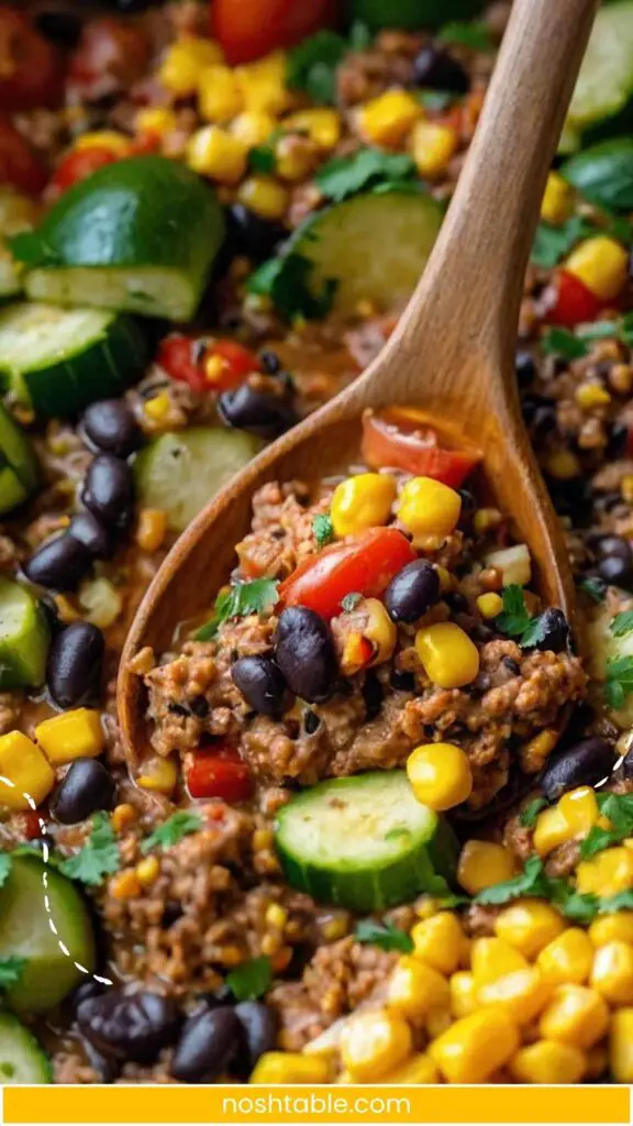 Ground Turkey Skillet With Zucchini Corn Black Beans and Tomato recipe