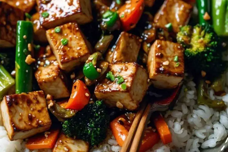 Tofu Stir Fry Recipe with Vegetables in a Soy Sesame Sauce