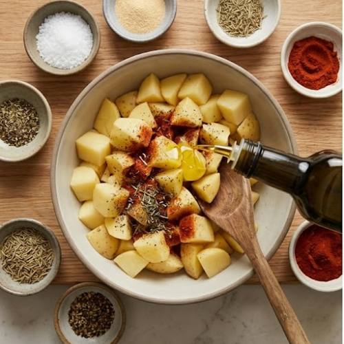 Step 3: Add oil and seasonings