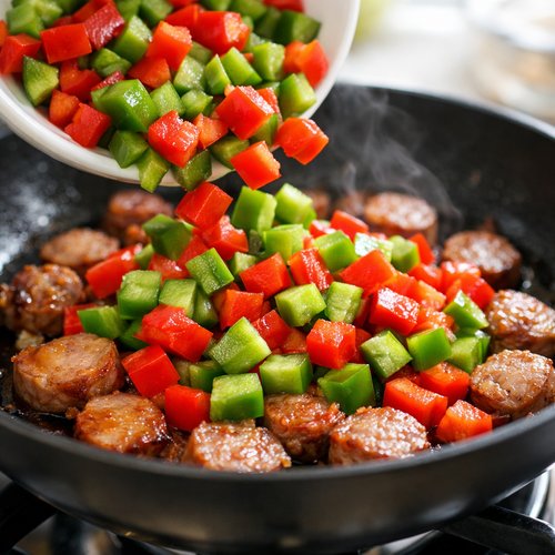 Step 2: Add Your Bell Pepper and Keep the Heat at Medium